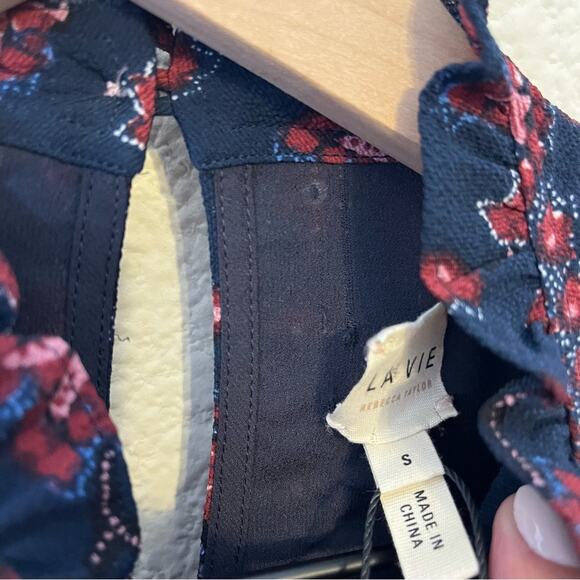 Rebecca Taylor La Vie Mock Neck Floral long Sleeve Dress Womens Size S - Picture 6 of 7